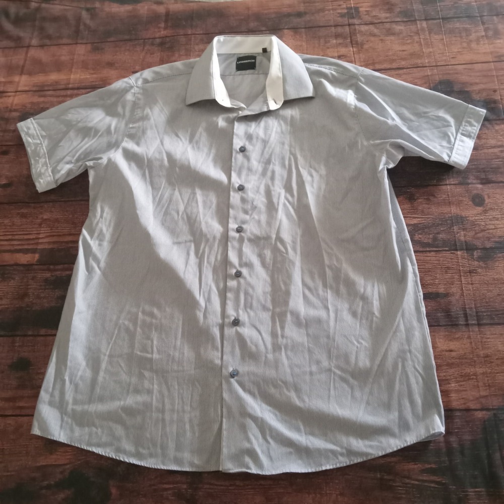 Lindbergh Men's Short Sleeve Button Up Shirt Size‎ XXL Blue Pin Stripe